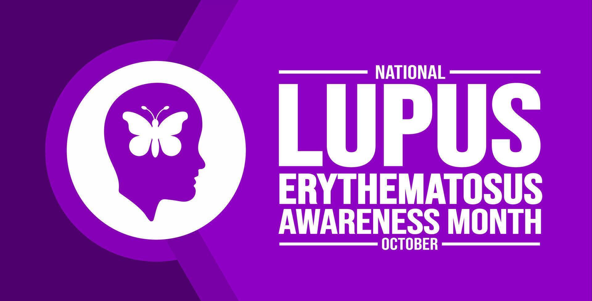 Oktober ist National Lupus Erythematodes Bewusstsein Monat Hintergrund Vorlage. Urlaub Konzept. Hintergrund, Banner, Plakat, Karte, und Poster Design Vorlage mit Text Inschrift und Standard Farbe. vektor