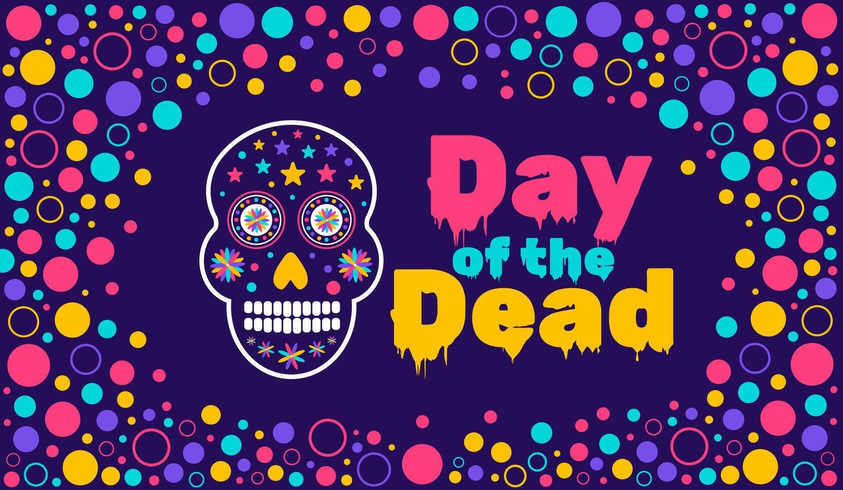 dag av de död, dia de los muertos, dia de muertos färgrik mexikansk skalle mönster bakgrund design mall. traditionell mexikansk Semester affisch, fest flygblad, hälsning kort, baner och bakgrund. vektor