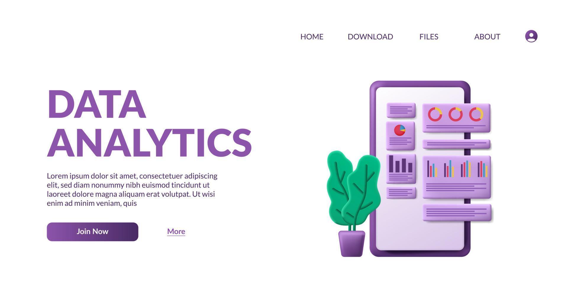 statistik stor dataanalys instrumentpanel och företagsekonomirapport investeringar eller webbplats SEO-koncept med 3d söt datorskärm vektor