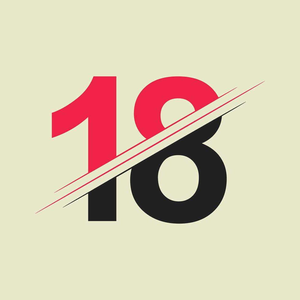 einfach 18 Nummer Logo Design Bedienung vektor