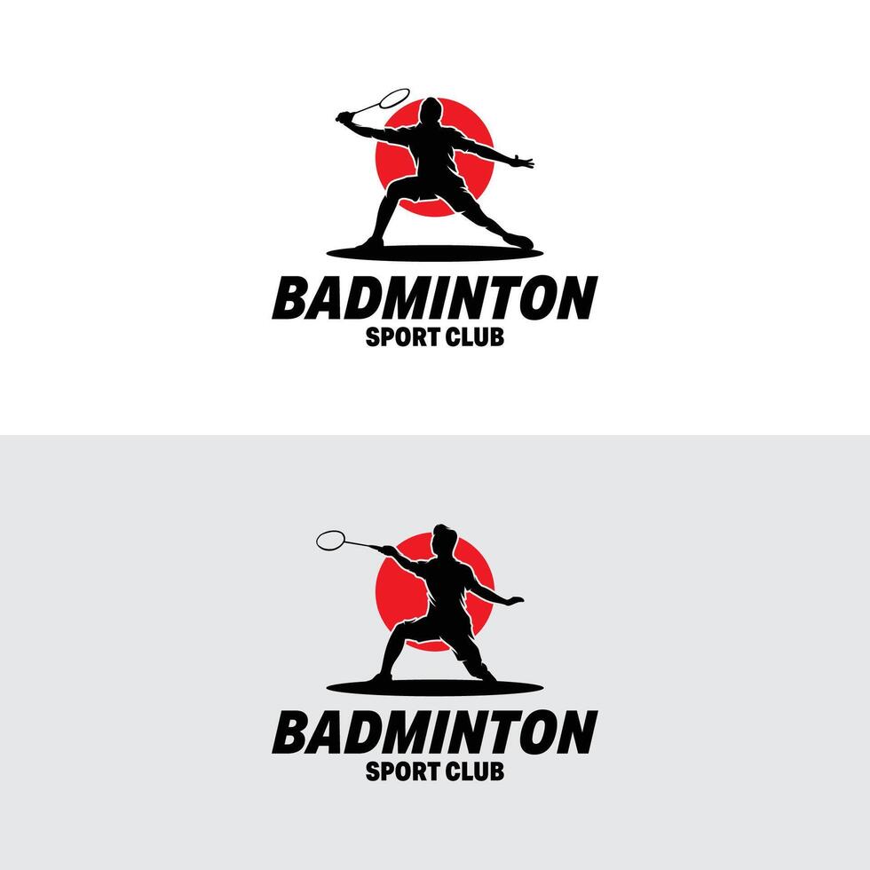 silhuett av badminton spelare logotyp design inspiration vektor