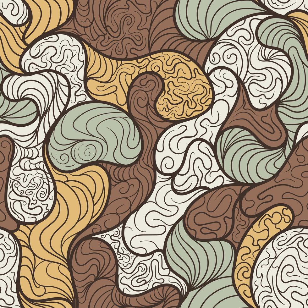 batik mönster med vågor av slät, abstrakt tunn rader vektor