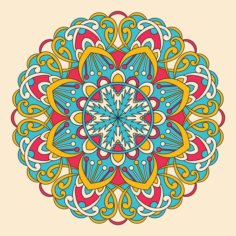 runda färgrik mandala, blommig vektor illustration