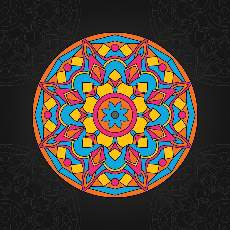 Ornament schön Karte mit Blumen- runden bunt Mandala Vektor Illustration