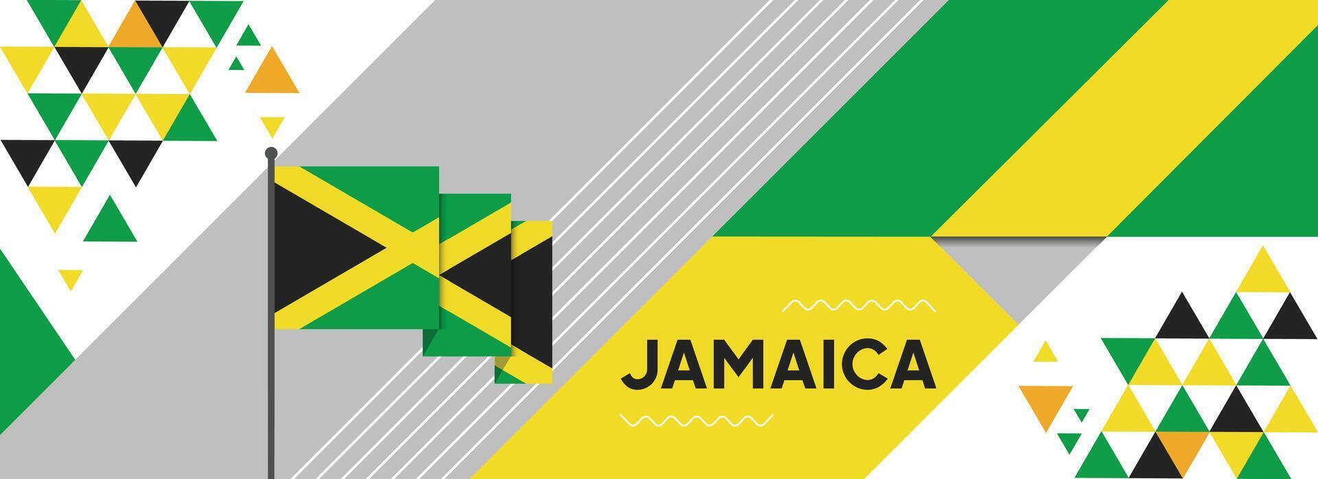 Jamaika National oder Unabhängigkeit Tag Banner Design zum Land Feier. Flagge von Jamaikaner modern retro Design abstrakt geometrisch Symbole. Vektor Illustration