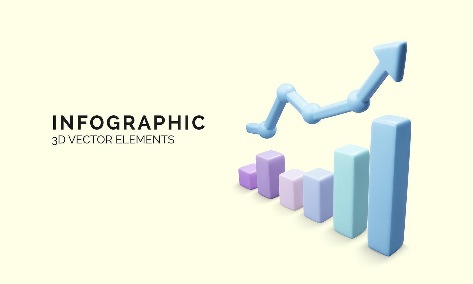 realistisch Diagramm. wachsend Riegel Grafik mit steigend Pfeil. Digital Marketing Konzept Banner. Vektor Illustration