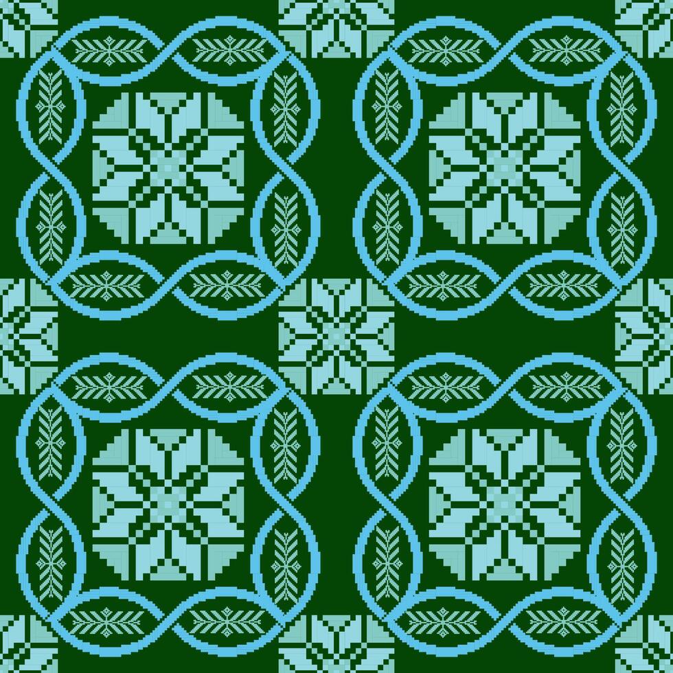 blommig pixel konst mönster på vit bakgrund.geometrisk etnisk orientalisk broderi vektor illustration.pixel stil, abstrakt bakgrund, kors stitch.design för textur, tyg, tyg, halsduk, tabell löpare.