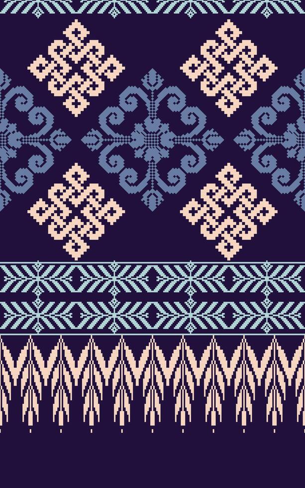 blommig pixel konst mönster på vit bakgrund.geometrisk etnisk orientalisk broderi vektor illustration.pixel stil, abstrakt bakgrund, kors stitch.design för textur, tyg, tyg, halsduk, tabell löpare.