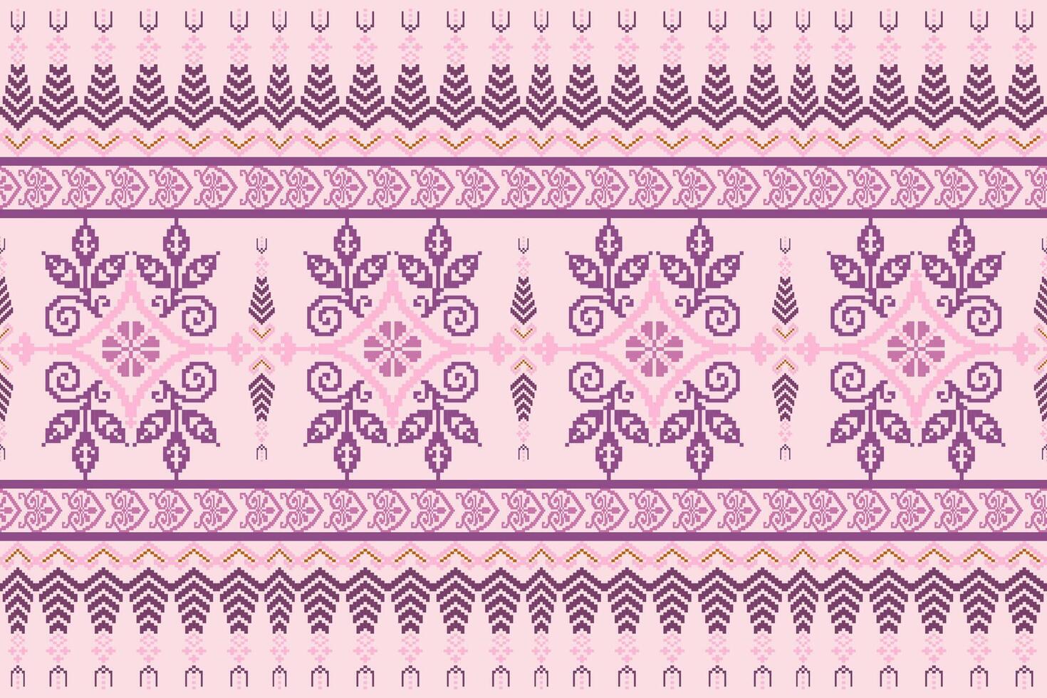 Blumen- Kreuz Stich Stickerei hintergrund.geometrisch ethnisch orientalisch nahtlos Muster traditionell.aztekisch Stil abstrakt vektor.design zum textur, stoff, kleidung, verpackung, dekoration, teppich. vektor