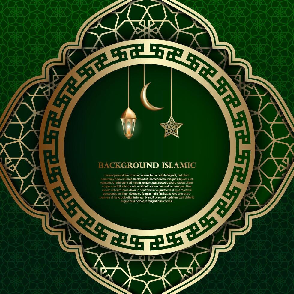 företag kort bakgrund med ett islamic eller arabicum tema. lyxig mörk grön och guld färger vektor