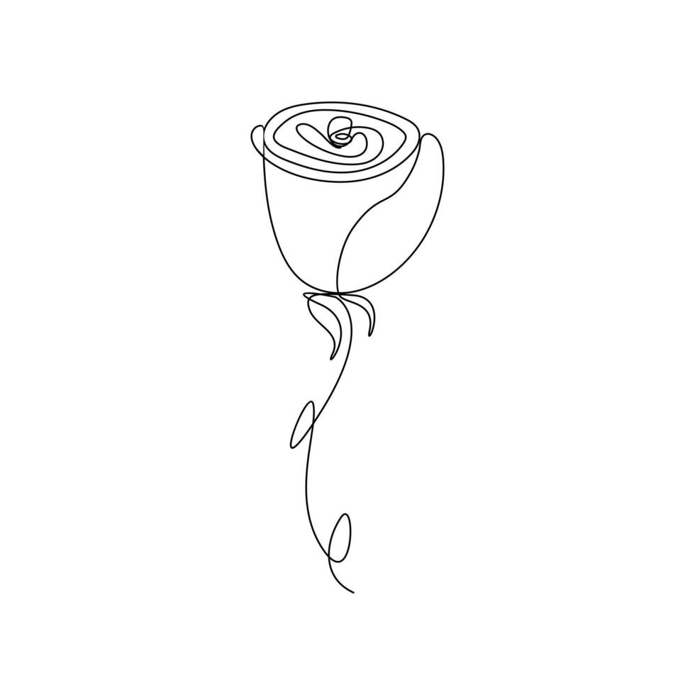 kontinuerlig linje teckning av reste sig blomma vektor illustration hand dragen dekorativ skön design minimalistisk