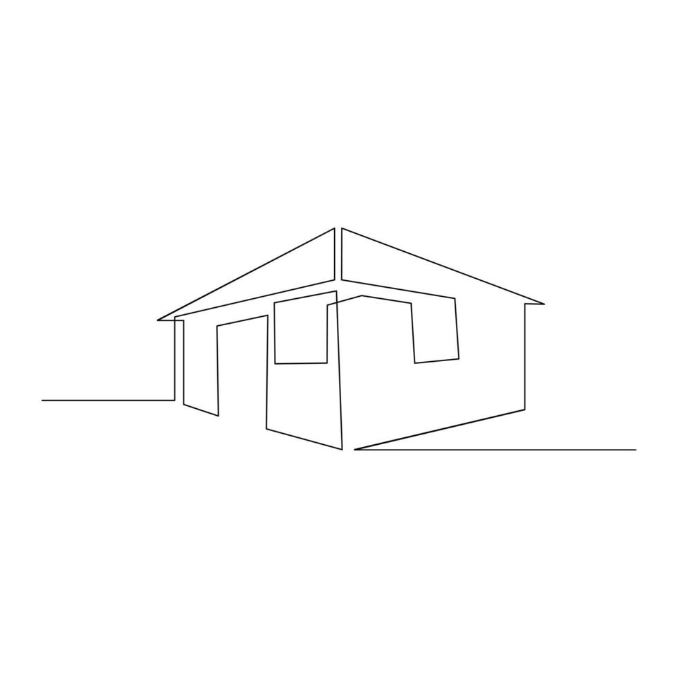 Vektor modern die Architektur von Haus einer kontinuierlich Linie Zeichnung isoliert auf Weiß Hintergrund