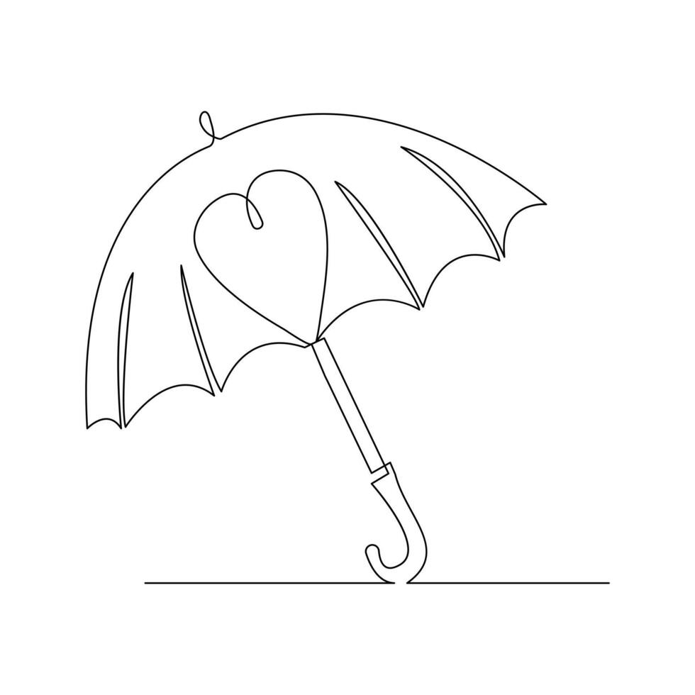 vektor kontinuerlig enda liner konst illustration av paraply begrepp av säkerhet och säkerhet