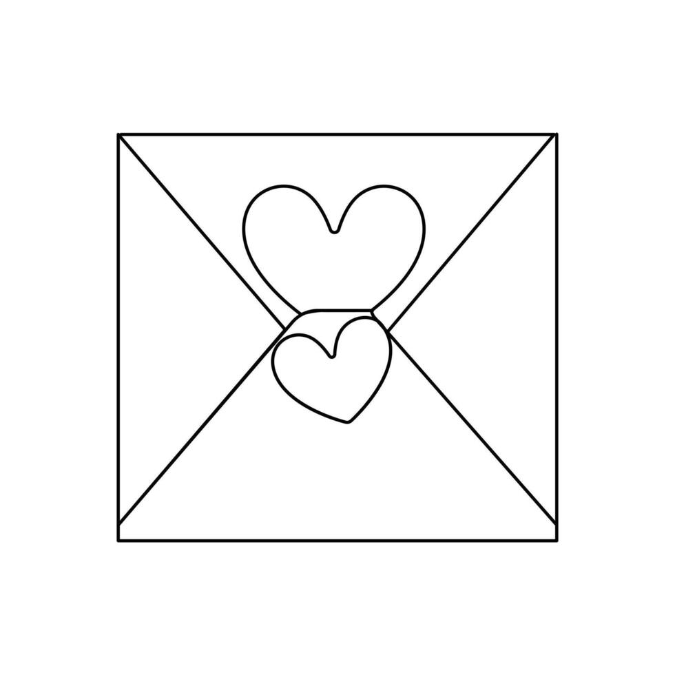 vektor ett linje post papper sluten på kuvert med hjärta förslag av kärlek och relation