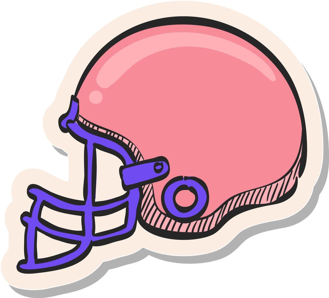 Hand gezeichnet Fußball Helm Symbol im Aufkleber Stil Vektor Illustration