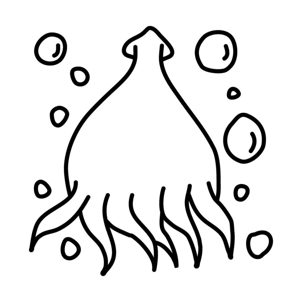 Tintenfisch von Strand Gekritzel Illustration vektor