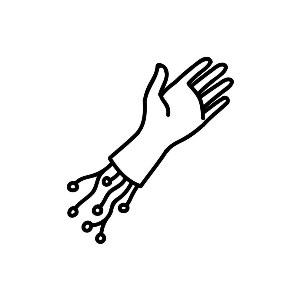 Roboter Arm Prothese Symbol. Hand gezeichnet Vektor Illustration. editierbar Linie Schlaganfall.