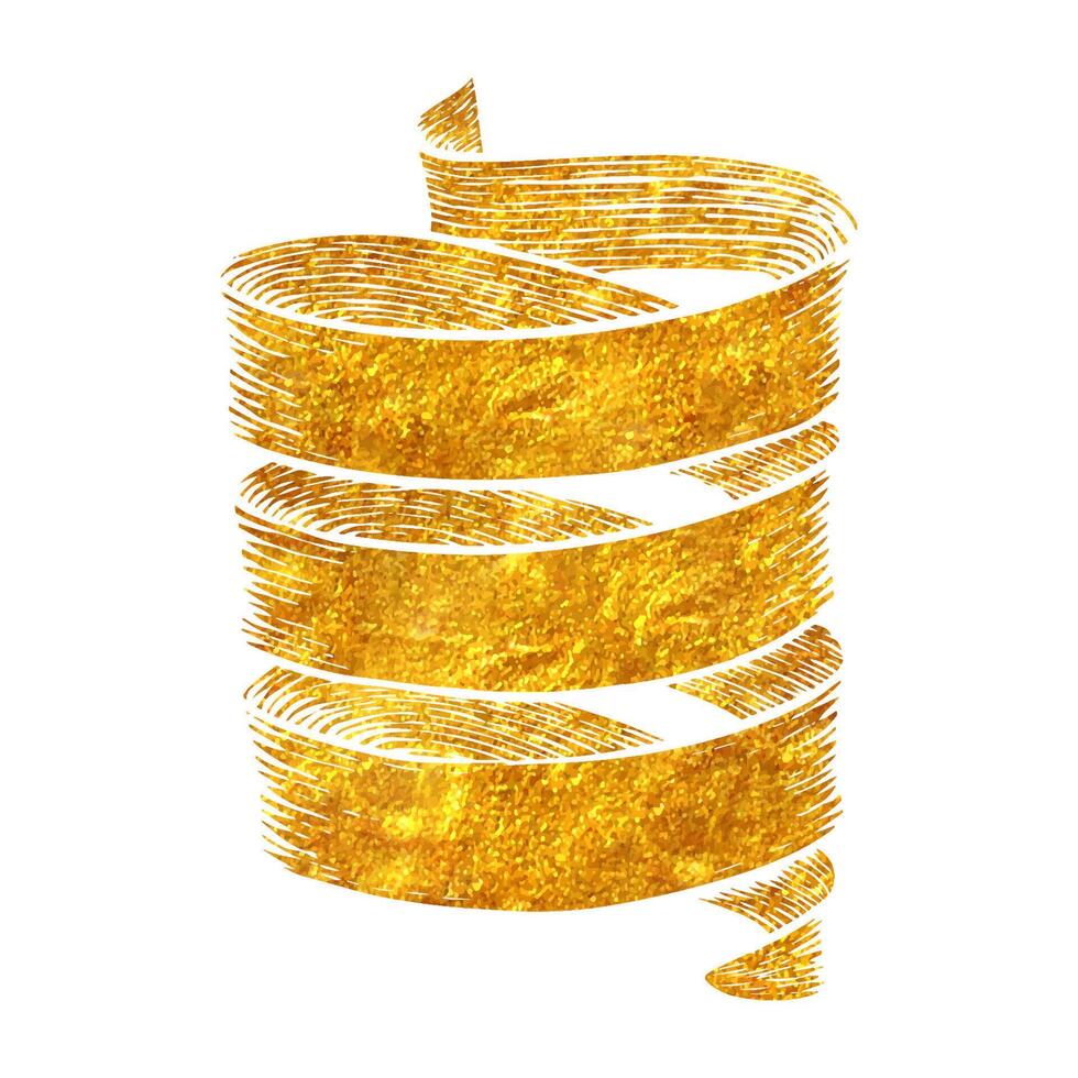 hand dragen band banderoller årgång element i guld folie textur vektor illustration