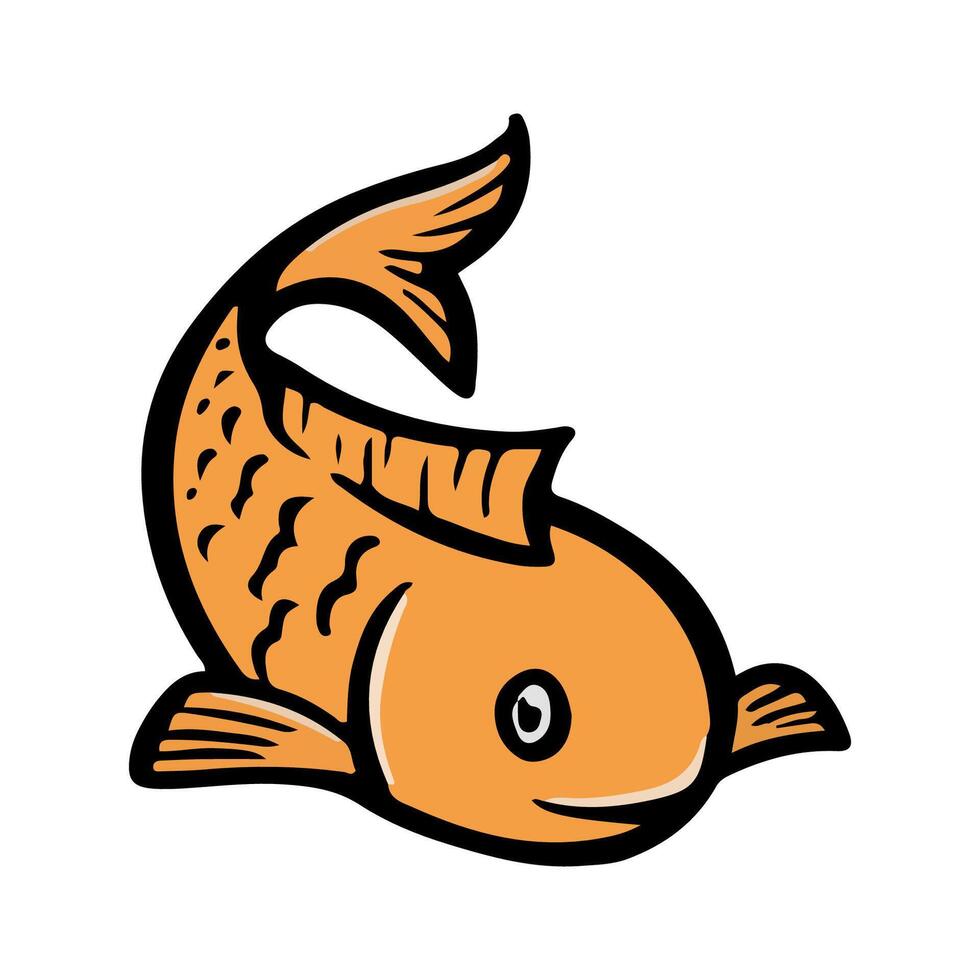 guld fisk hand dragen vektor Färg illustration