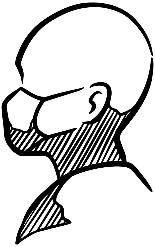 mänsklig huvud figur bär medicinsk ansikte mask. vektor illustration.