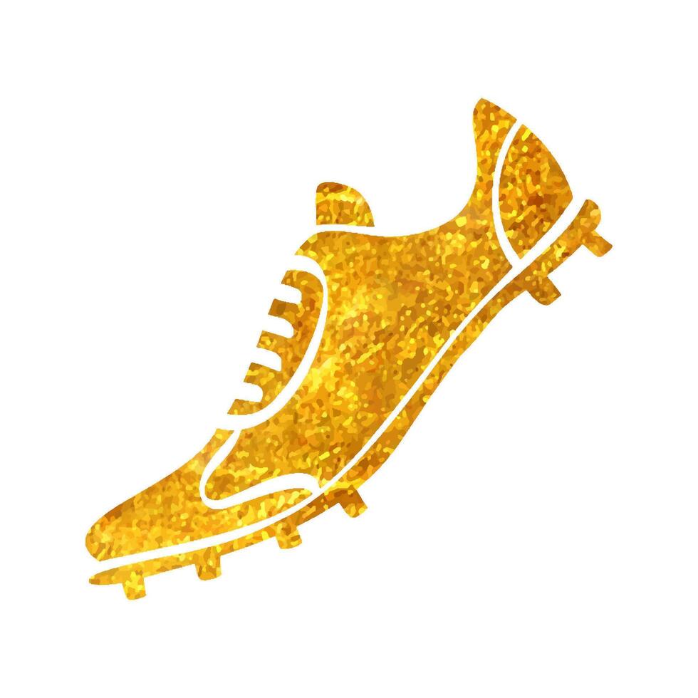 hand dragen fotboll sko ikon i guld folie textur vektor illustration