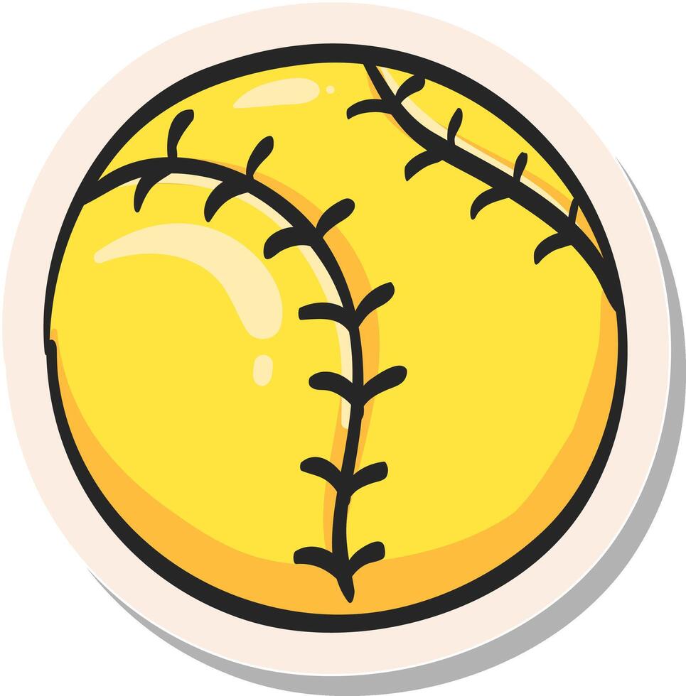 hand dragen baseboll ikon i klistermärke stil vektor illustration