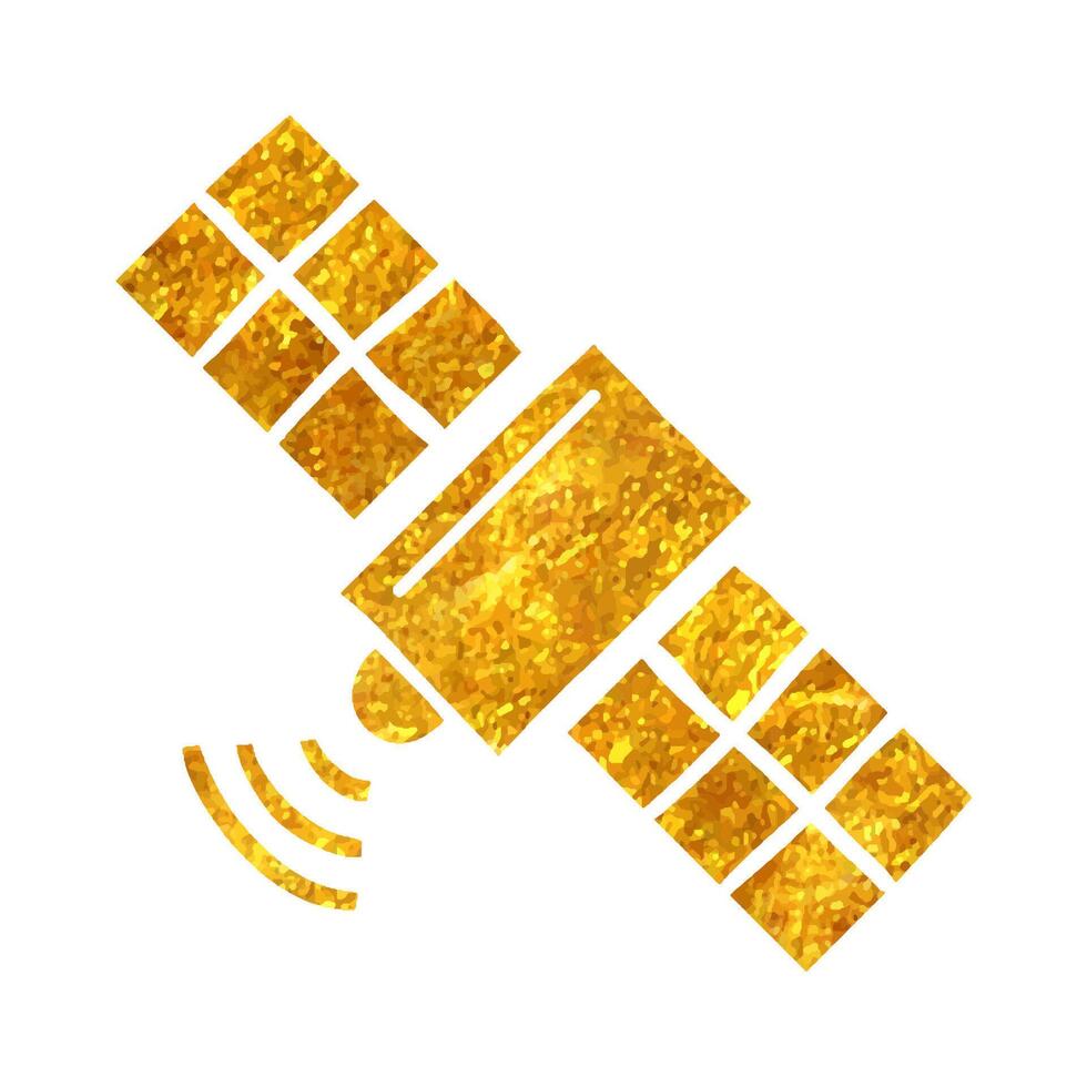 Hand gezeichnet Satellit Empfänger Symbol im Gold vereiteln Textur Vektor Illustration