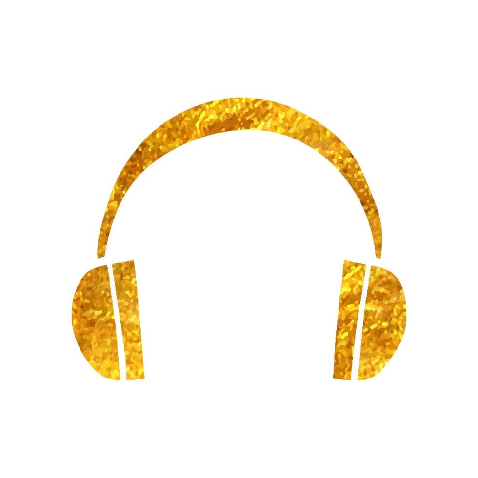 Hand gezeichnet Headset Audio- Symbol im Gold vereiteln Textur Vektor Illustration