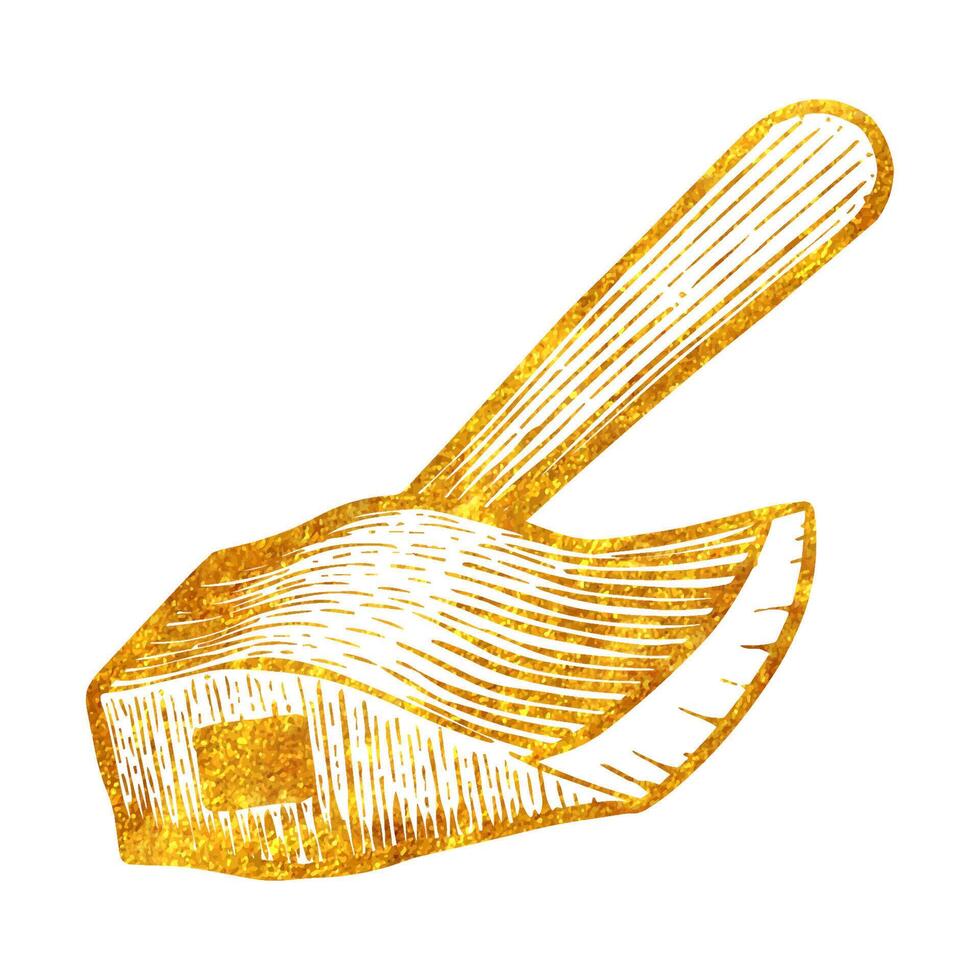 Hand gezeichnet Axt Symbol im Gold vereiteln Textur Vektor Illustration