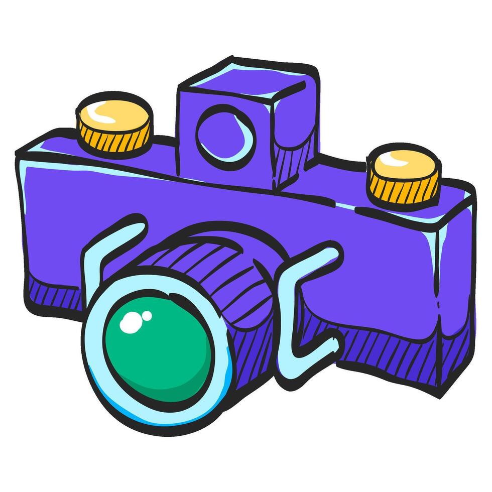 panorama kamera ikon i hand dragen Färg vektor illustration