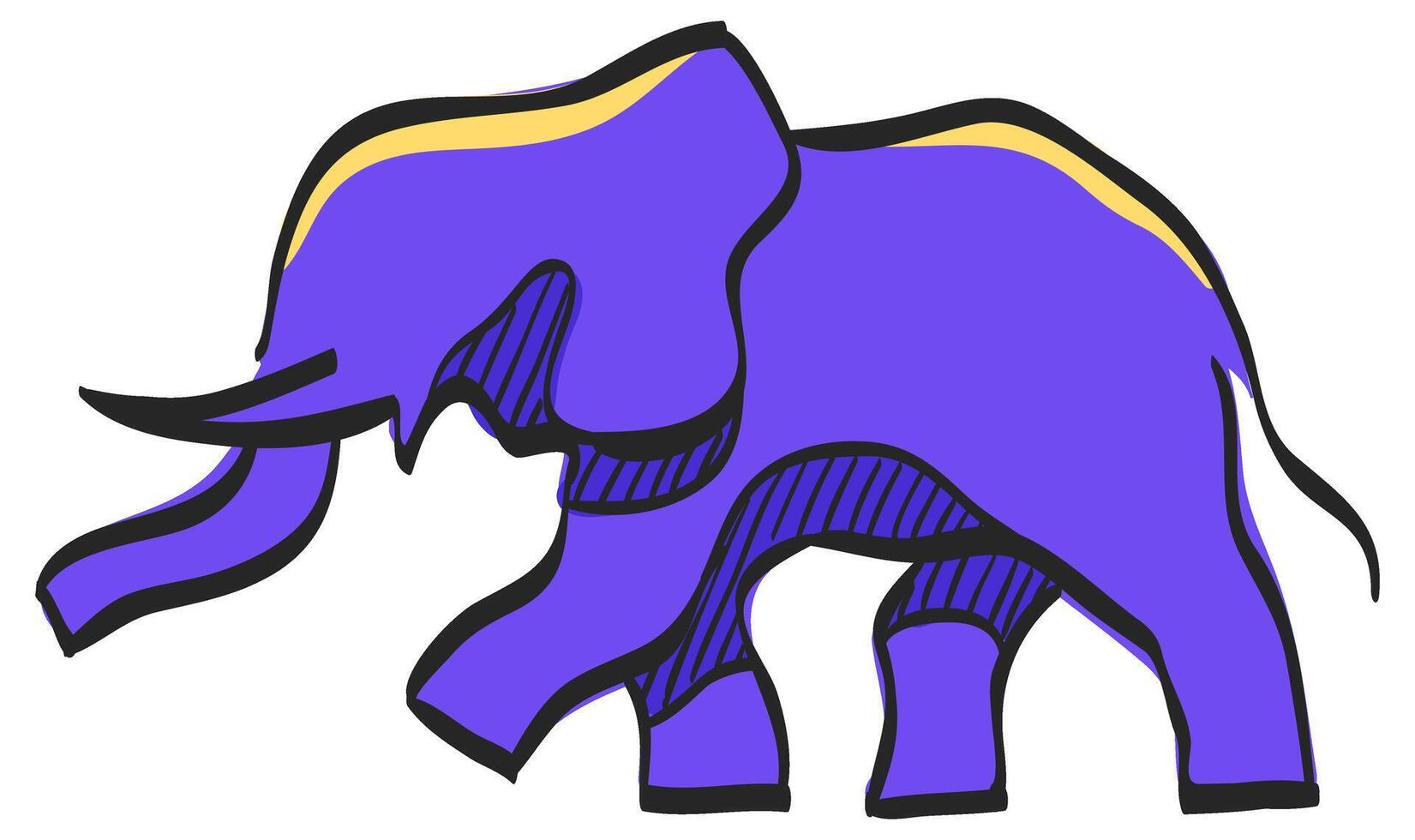 elefant ikon i hand dragen Färg vektor illustration