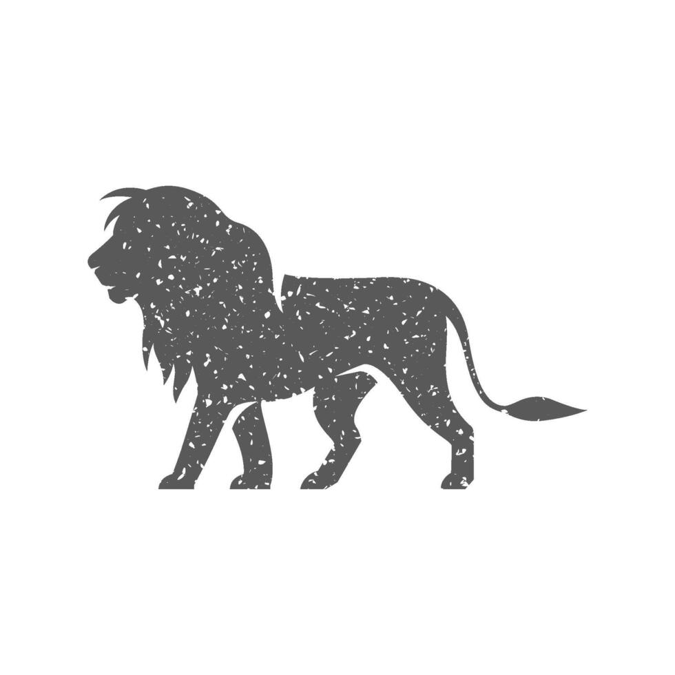 lejon ikon i grunge textur vektor illustration