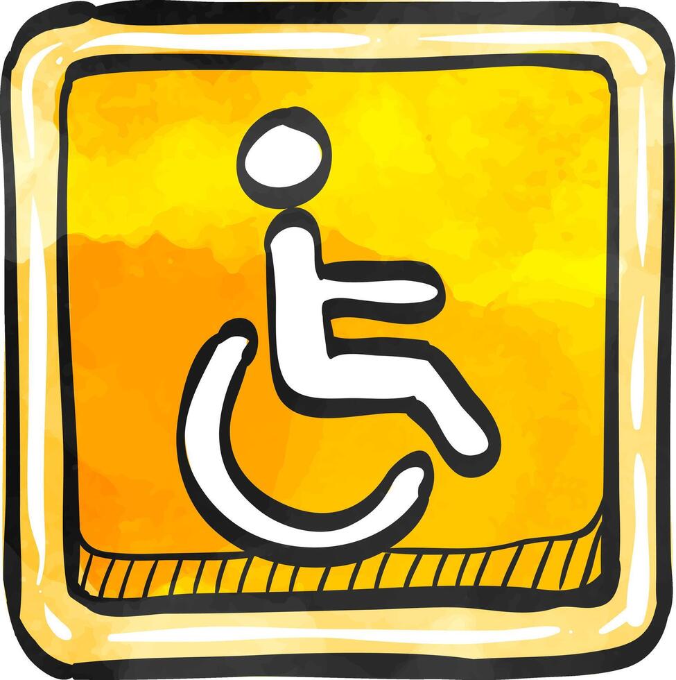 Inaktiverad tillgång ikon i Färg teckning. väg byggnad rullstol vård vektor