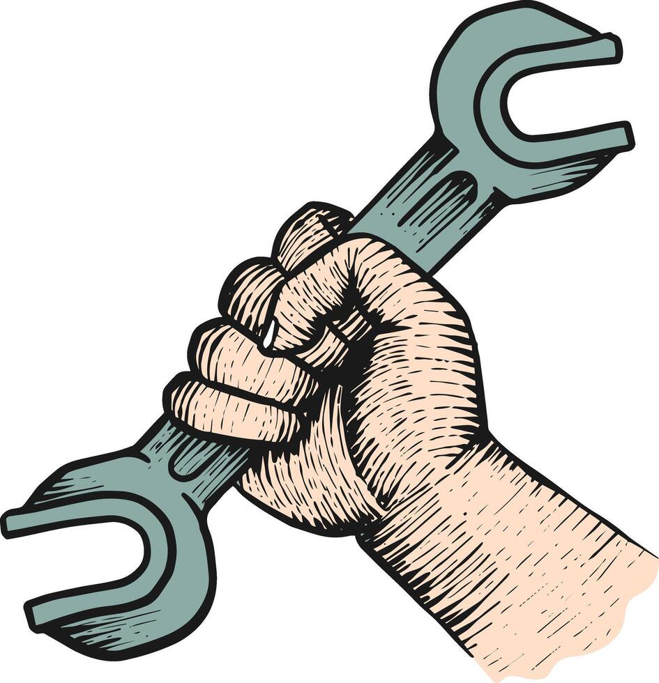 Hand halten Schlüssel Schlüssel Farbe Vektor Illustration
