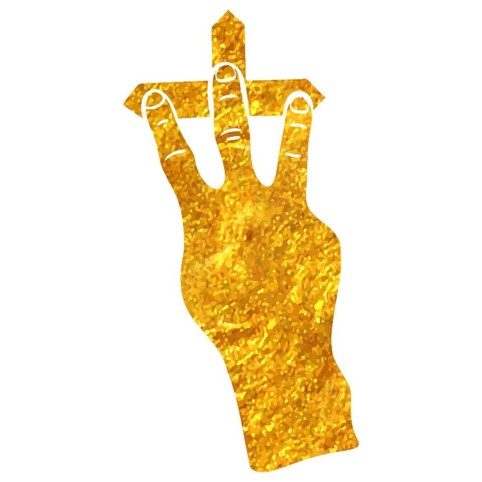 Hand gezeichnet Touchpad Finger Geste Symbol im Gold vereiteln Textur Vektor Illustration