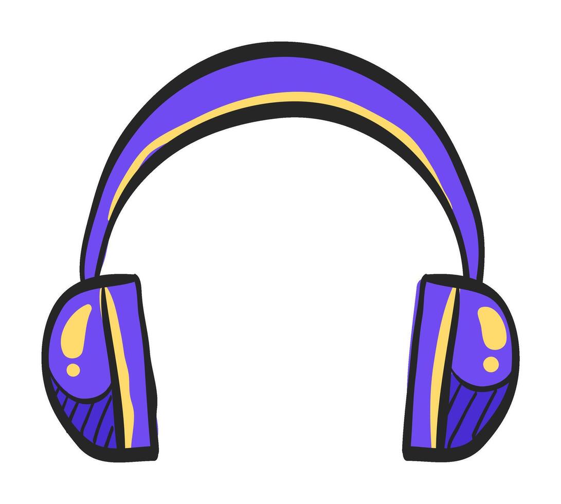 headsetet audio ikon i hand dragen Färg vektor illustration