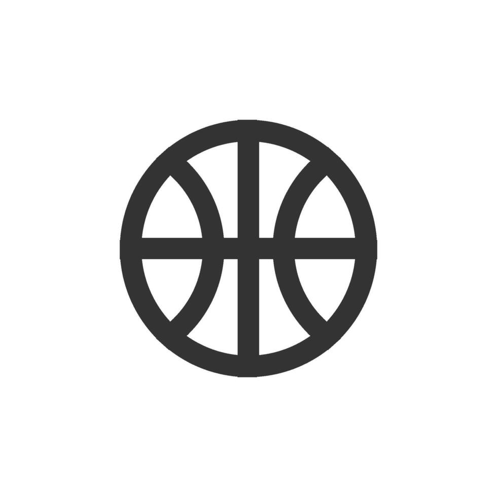 Korb Ball Symbol im dick Gliederung Stil. schwarz und Weiß einfarbig Vektor Illustration.