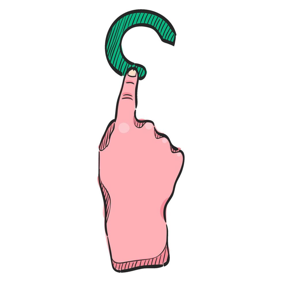 Finger Geste Symbol im Hand gezeichnet Farbe Vektor Illustration