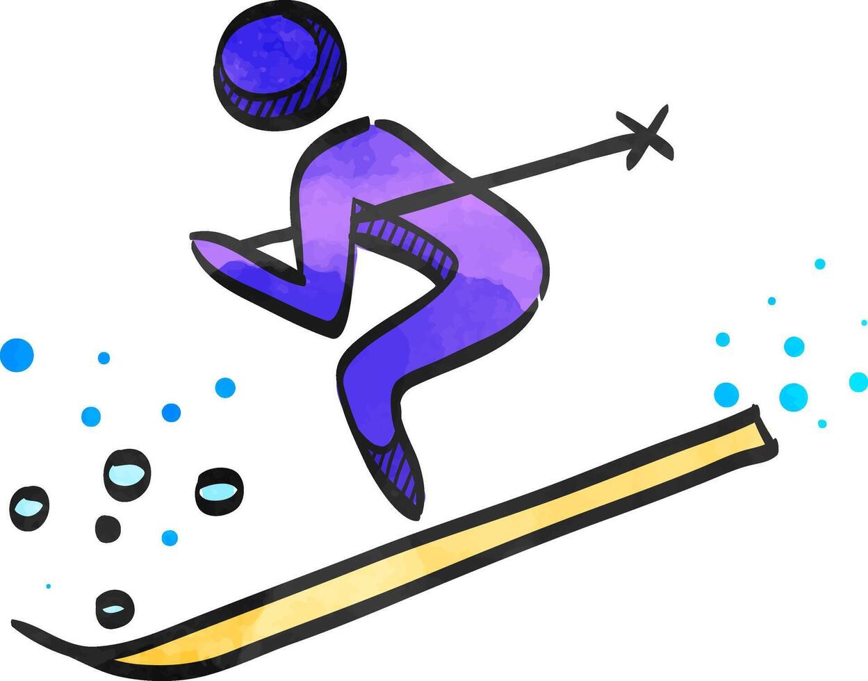 Ski Symbol im Aquarell Stil. vektor