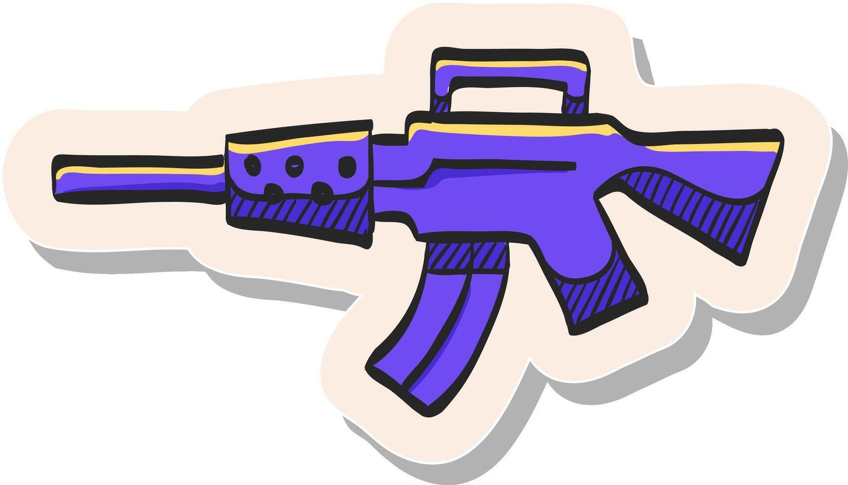 hand dragen årgång skjutvapen ikon i klistermärke stil vektor illustration