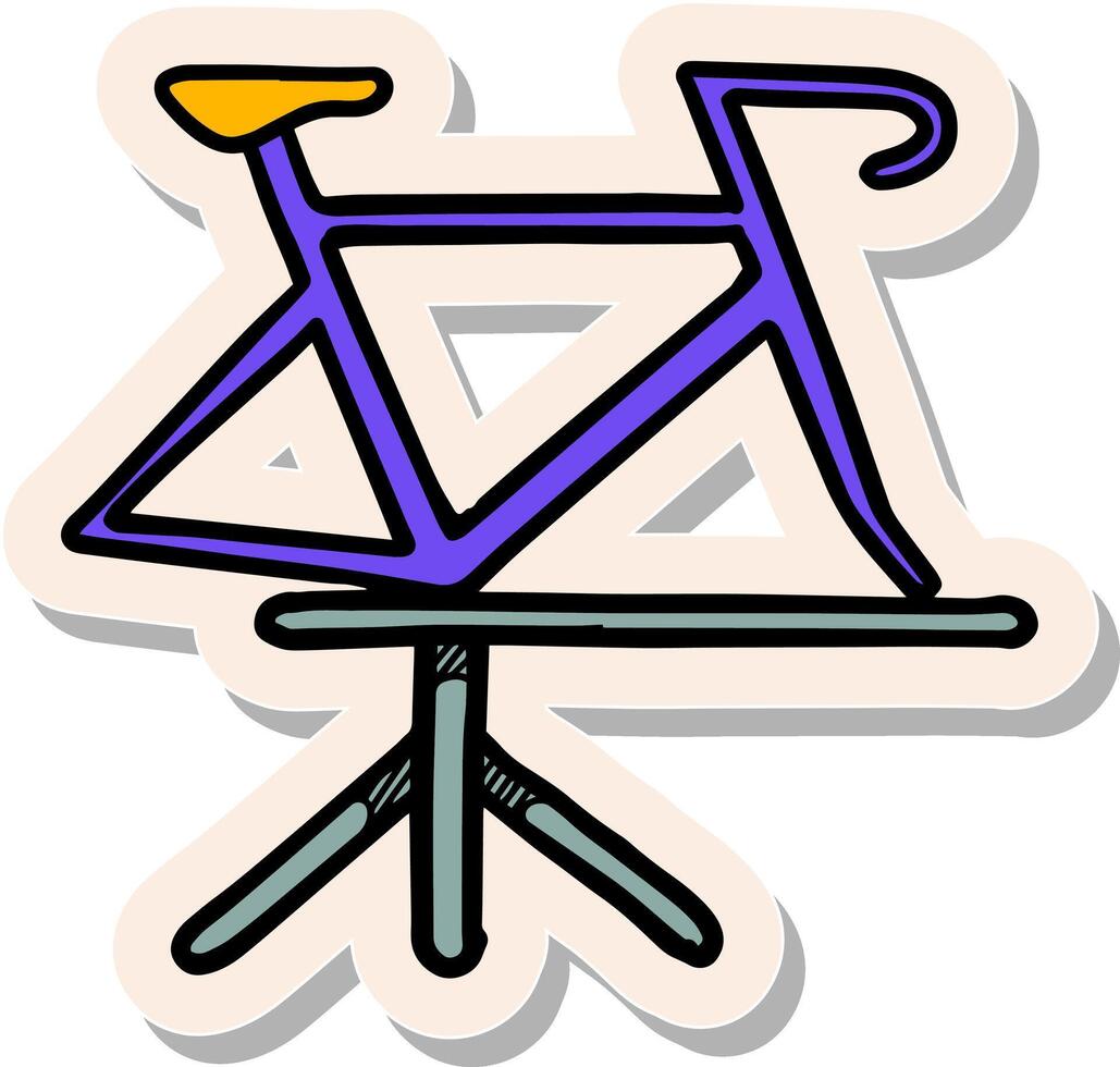 Hand gezeichnet Aufkleber Stil Fahrrad Stand Symbol Vektor Illustration