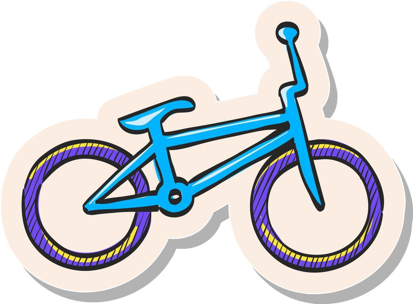 Hand gezeichnet bmx Fahrrad Symbol im Aufkleber Stil Vektor Illustration