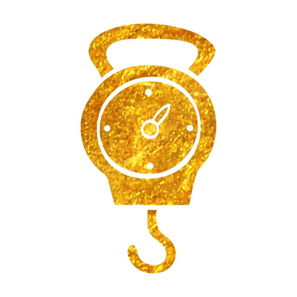 hand dragen fiske skala ikon i guld folie textur vektor illustration