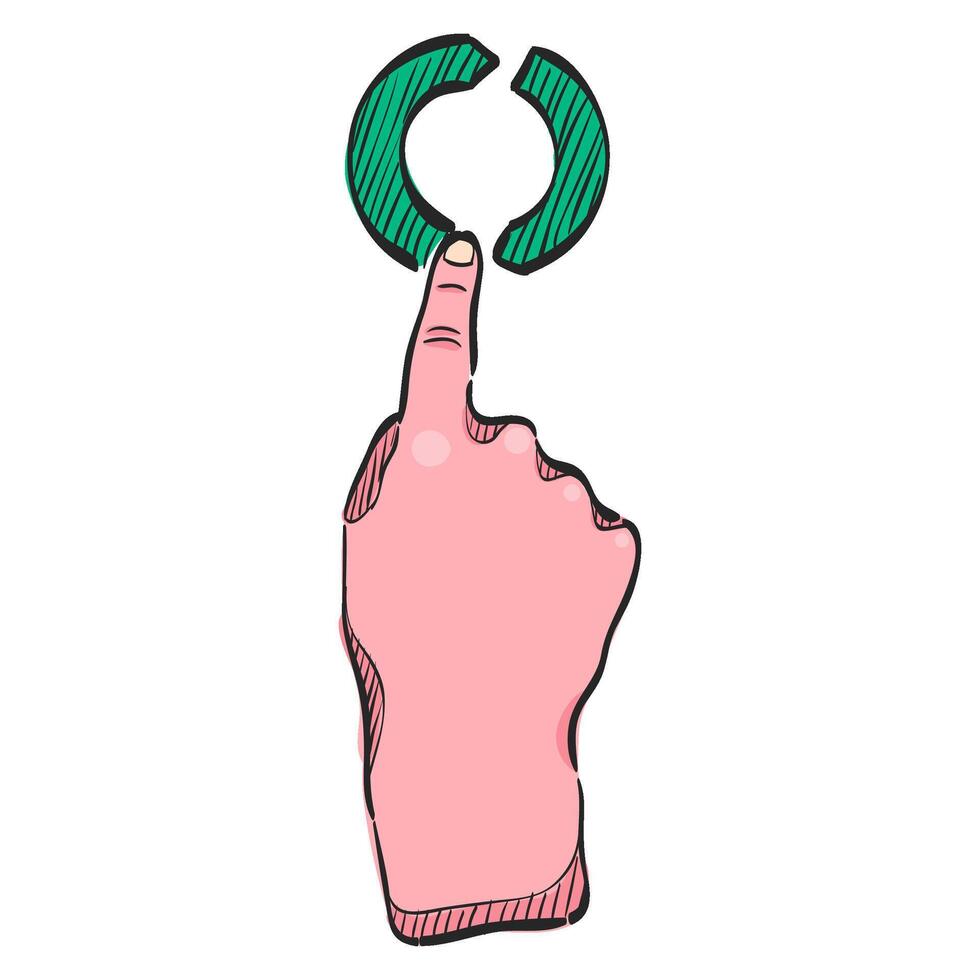 Finger Geste Symbol im Hand gezeichnet Farbe Vektor Illustration