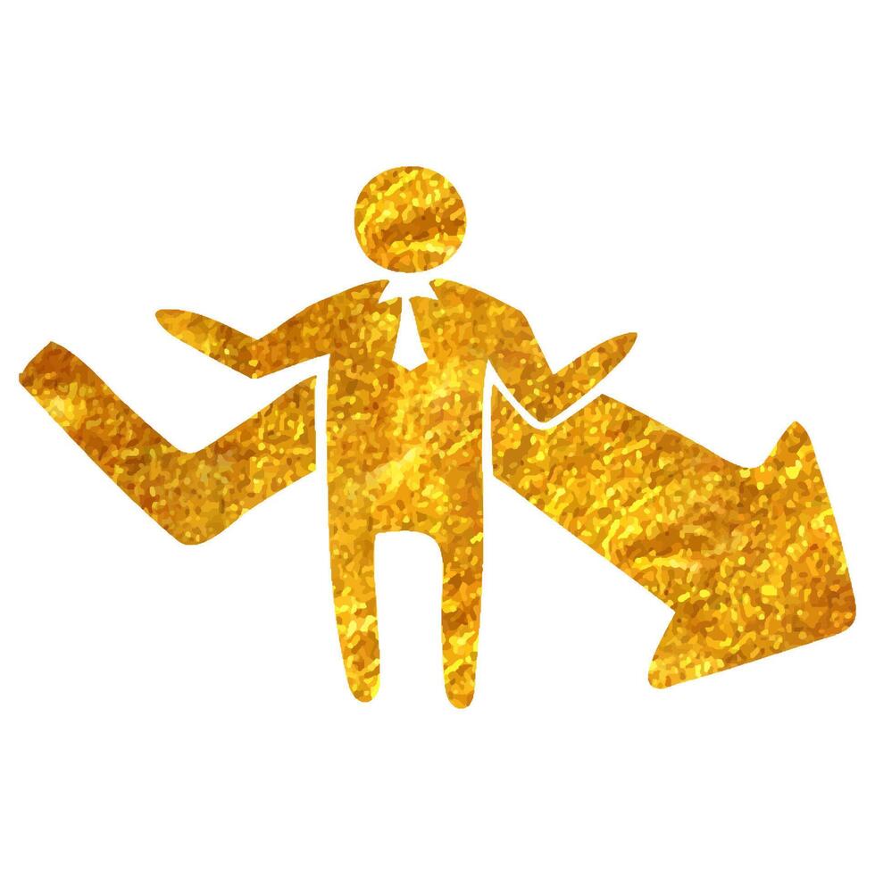 Hand gezeichnet Geschäftsmann Diagramm Symbol im Gold vereiteln Textur Vektor Illustration