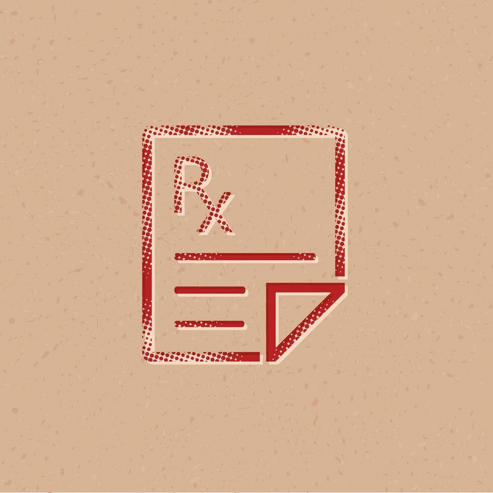 medicinsk recept halvton stil ikon med grunge bakgrund vektor illustration