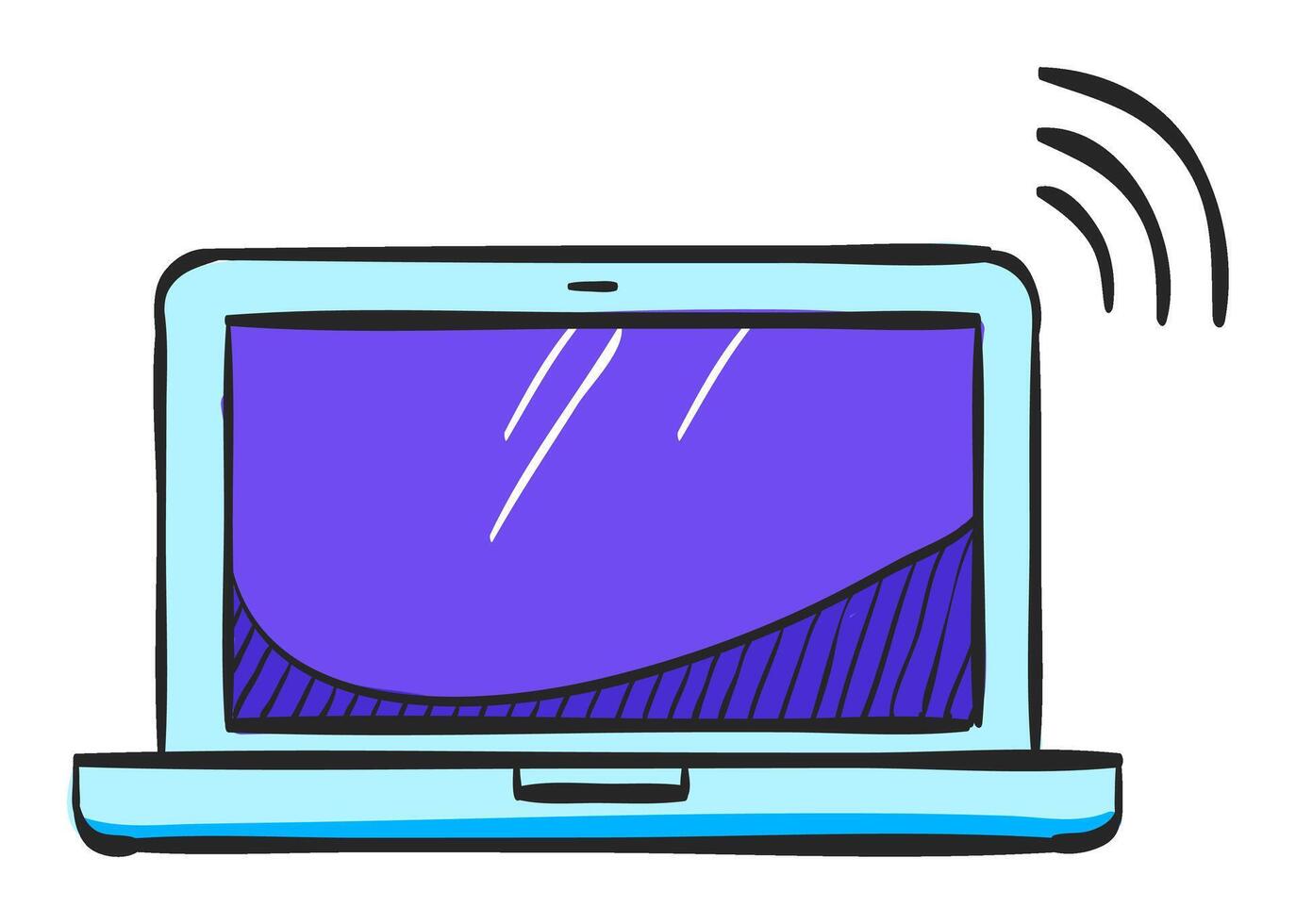 Laptops Symbol im Hand gezeichnet Farbe Vektor Illustration