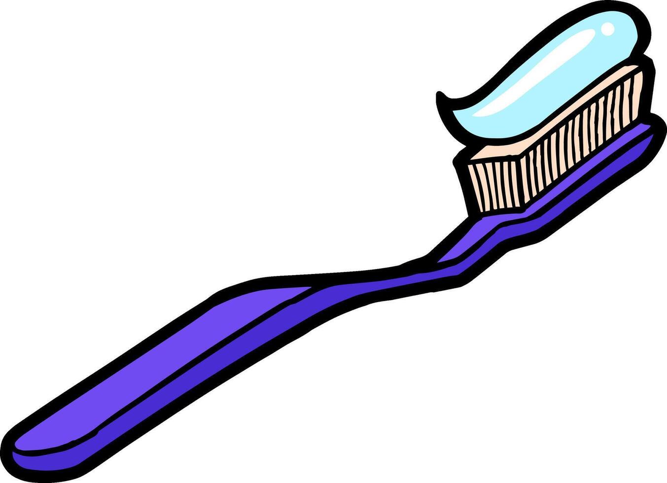 tandborste hand dragen Färg vektor illustration