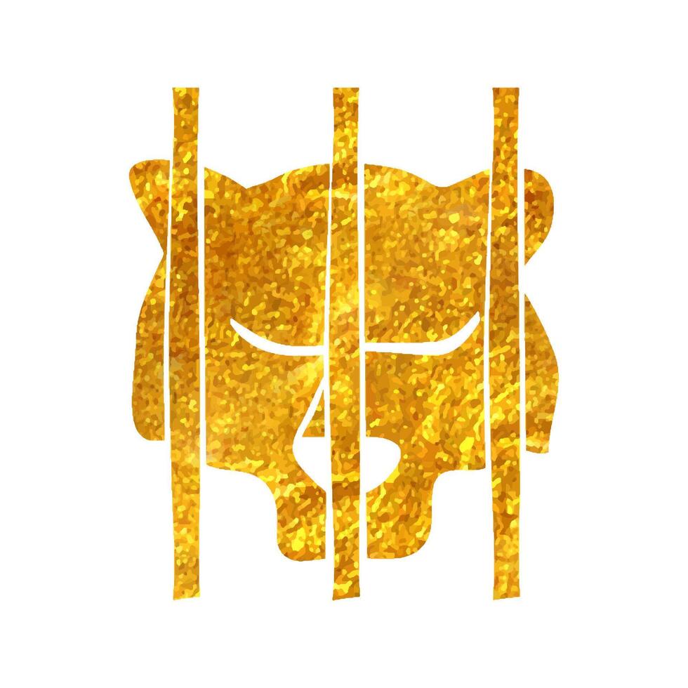Hand gezeichnet eingesperrt Tier Symbol im Gold vereiteln Textur Vektor Illustration