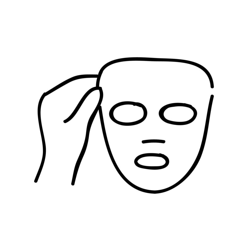 Gesichts- Maske Blatt Symbol. Hand gezeichnet Vektor Illustration. editierbar Linie Schlaganfall.